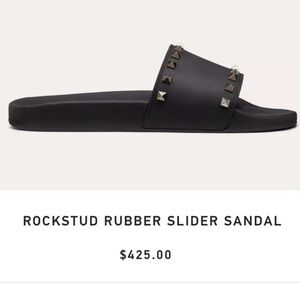 Valentino Black Rockstud Slider Sandals